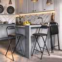 Folding Bar Stool with Back,1 Pcs Tall Foldable Stool 25.5 Inch Height