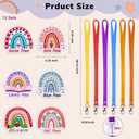12 Sets Wooden Boho Rainbow Hall Passes for Classrooms Elementary Back to School Unbreakable Hall Pass Lanyards and School Passes Unbreakable Bathroom Passes for Classrooms Hall Library Nurse Office