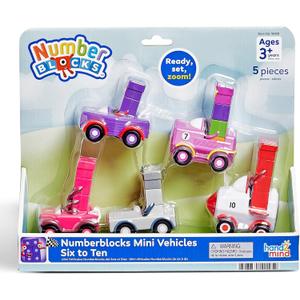 hand2mind Number blocks Six to Ten Mini Vehicles, Race Car Toys, Preschool Math Counting Toys, Action Figure Set, Numbers for Toddlers, Small Figurines for Kids, Toddler Restaurant Activities