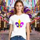 New Orleans Shirts for Women Fat Tuesday T-Shirt Holiday Party Tee Tops (White, L)