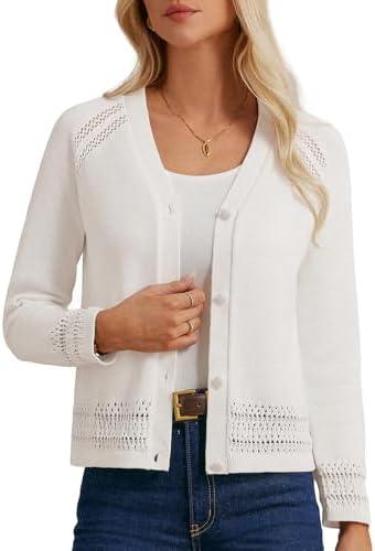 GRACE KARIN Cotton Cropped Cardigan Sweater for Women Lightweight V neck Button Up Sweater Spring Summer Fashion Clothes 2026