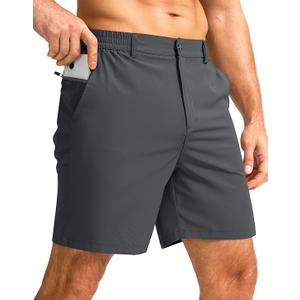 Men's Casual Shorts 7" Lightweight Golf Shorts for Men Stretch with 3 Pockets Quick Dry Breathable Work Shorts (Dark Grey,M)