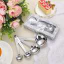 Yinder 50 Set Heart Shaped Measuring Spoons Wedding Favors for Guests Measuring Spoon Favors Gift with Gift Box and Thank You Card for Wedding Bridal Shower Baby Shower Birthday Souvenirs(Silver)