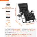 VEVOR Zero Gravity Chair, 33 inch Zero Gravity Recliner Lounge Chair for Indoor and Outdoor, Adjustable Anti Gravity Chair with Cushion, Headrest, Footrest, and Cupholder, 500 lbs, Black