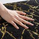 QJHOMO Marble Bathroom Runner Rug Gold Decor Long Bathroom Rugs Black Bath Mat Non Slip Super Absorbent Bathmat Machine Washable Floor Carpet for Tub, Shower, Bedroom (24x48 inch)