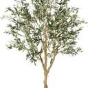 FEELEAD Faux Olive Tree 7ft - Realistic Artificial Olive Tree 7 Feet Indoor (84") - Tall Fake Potted Olive Silk Tree Artificial Indoor with Natural Wood Trunk for Home Office Decor