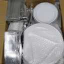 Goodluck 600 Piece Disposable Silver Plates for 100 Guests, Plastic Dinnerware Set of 100 Dinner Plates, 100 Salad Plates, 100 Spoons, 100 Forks, 100 Knives, 100 Cups, Plastic Plates for Party