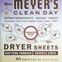 MRS. MEYER'S CLEAN DAY Dryer Sheets, Fabric Softener, Reduces Static, Infused with Essential Oils, Compassion Flower, 80 Count