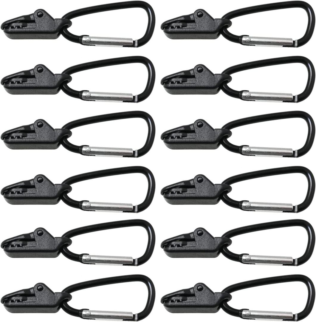 JianLing 12-Piece Small Tarp & Awning Clamp Set - Crocodile Tent & Awning Clamps with Jaw Tent Snaps for Camping Canopy Tarps, Caravan