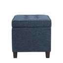 HomePop Square Tufted Storage Ottoman - Textured Navy, Small