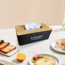 Tissue Box Cover, Tissue Box Holder with Bamboo Cover Plate, Rectangle Facial Tissue Holder Storage for Vanity, Countertops, Dressers, Night Stand, Offices and Parlors(9.6 x 4.9 x 3.5inch)