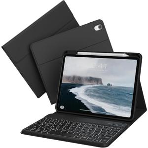 for iPad 11th 10th Generation Case with Keyboard - 7 Colors Backlit Detachable Wireless Folio Keyboard Cover with Pencil Holder for iPad 11 Inch A16 2025 10th Gen 10.9 Inch, Black