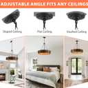 Modern Farmhouse Chandelier 26" Industrial Drum Pendant Lighting Fixture 5-Light Black Walnut Grain Finish for Dining Room Kitchen Island Office Living Room
