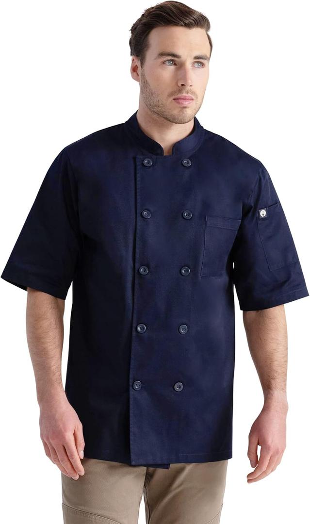 Chef Works Unisex Volnay Chef Coat (Large, Navy)
