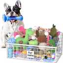 Kaiferty Indestructible Dog Toy basket, Medium Toy Box for Dogs,Pet Toy Bin Dog Metal Basket for Toys, Dog Toy Storage, Dog Storage Organizer,Dog Toy Box for Living Room Area (White)