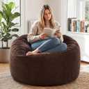 YuppieLife 4FT Foam Filled Bean Bag Chair, Lazy Sofa for Adults, Chocolate, X-Large