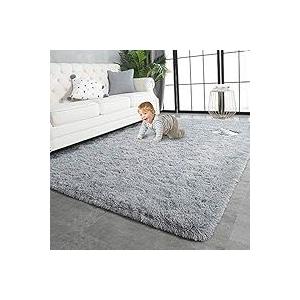 5X8 Ultra Soft Rug for Living Room, 5X8 Fluffy Shag Area Rug for Bedroom, Modern Shaggy Carpets Fuzzy Rug for Teens Dorm Nursery Home Decor Aesthetic, Upgrade Anti-Skid Durable, Grey