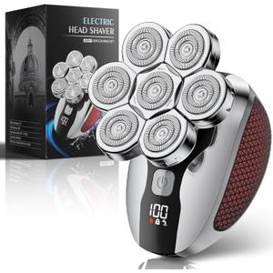 Head Shavers for Bald Men, Professional 5-in-1 Electric Head Shaver Grooming Kit, 7D Floating Wet & Dry Electric Razor for Bald Heads with LED Smart Display & Type-C Charging for Hair/Face/Beard (Red)