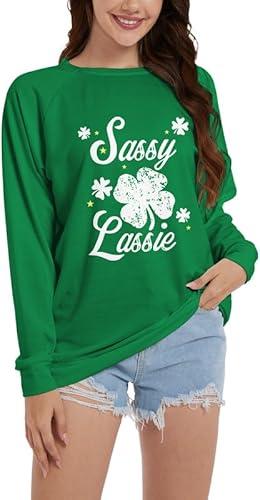 TMSD Women's Mardi Gras St Patrick's Day Sweatshirt Raglan Sleeve Crew Neck Top, S