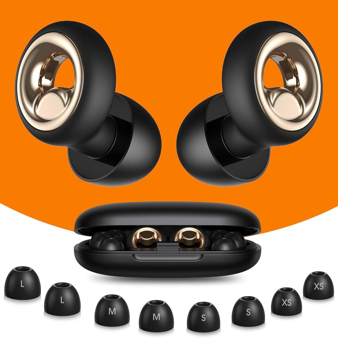 Ear Plugs for Sleeping, 45dB Silicone Ear Plugs for Noise Reduction, Reusable Sleeping Noise Cancelling Earplugs for Snoring, Concert & Shooting Ear Protection with 8 Eartips(Dark Black)