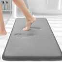 Smiry Memory Foam Bath Mat 30x20, Extra Soft and Absorbent Bathroom Mats, Non Slip Washable Carpet for Floor, Shower and Tub, Grey