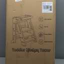 Forbena Foldable Toddler Tower Kitchen Learning Stool Helper, Montessori Kids Standing Tower for Counter, Collapsible Adjustable Baby Child Step Stool with Safety Net for Bathroom Sink (Grey) (Gray)