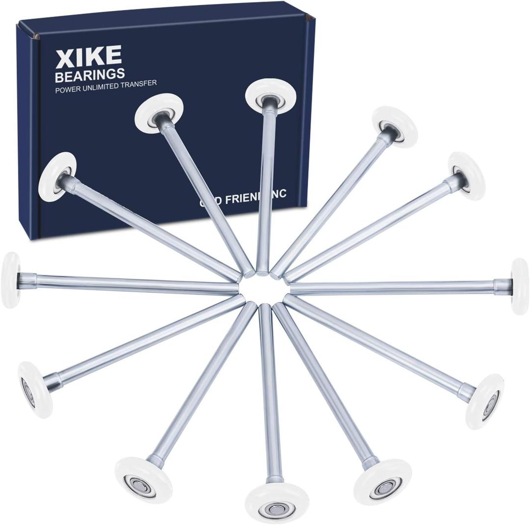 XiKe 12 Pack White 2" Nylon Garage Door Roller 7" Stem, Quiet/Durable and High Load, Use 6200-2RS Double Seals Precision Bearings.