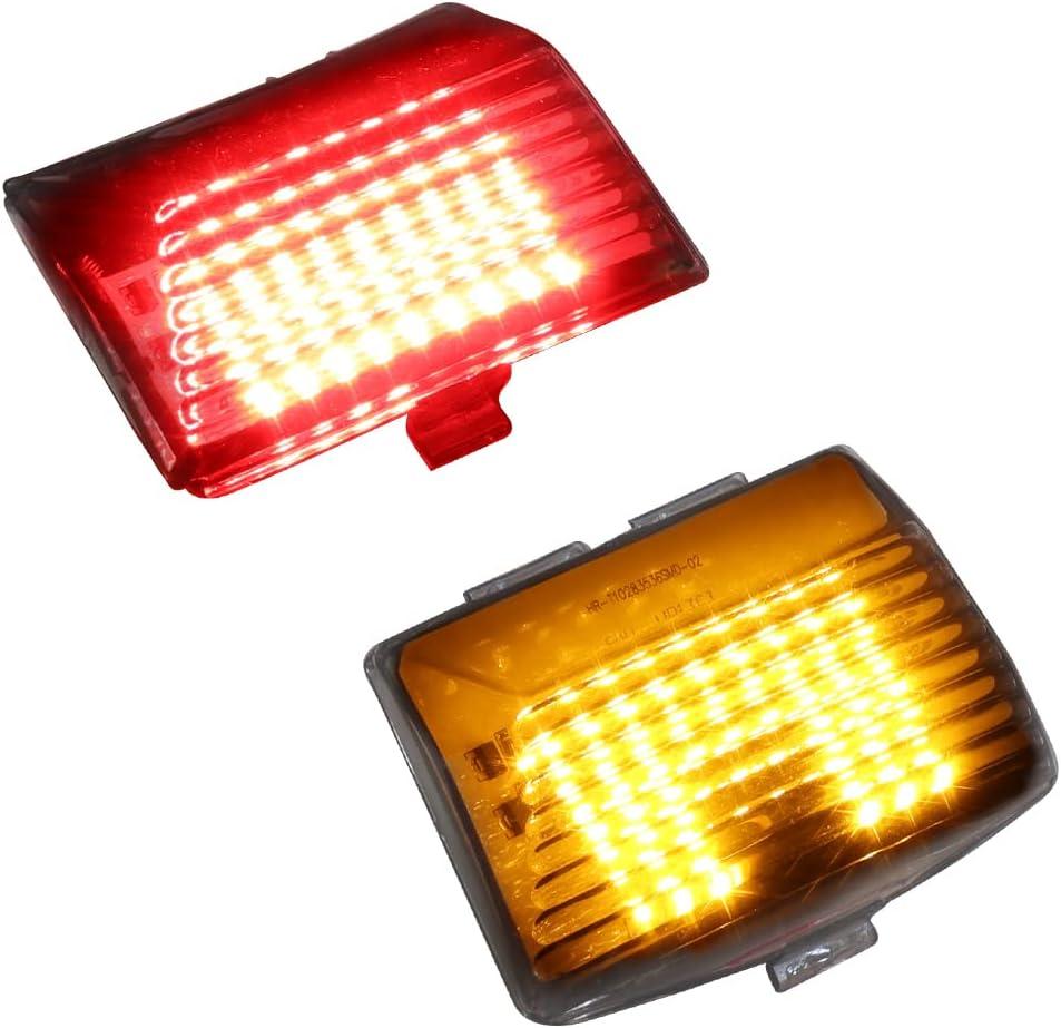 DTR2017 Smoked Front Amber Rear Red LED Fender Tip Lights Taillight for Harley Softail Heritage, Sportster, Road Glide Touring Fatboy Electra Glide FLHTC FLHTK FLTRU FLHTKL