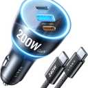 LISEN 200W Car Charger USB C Fast Charge [Gan] PD 140W Fast Car Charger USB C, 3 Port Type C Fast Charging for Multi Device, for iPhone 17 16 15 14 13 12, MacBook Neo Pro, Laptop, iPad, Samsung S26