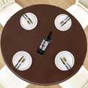 LUSHVIDA Round Vinyl Tablecloth, Waterproof, Fits 36''-44'', Deep Coffee
