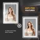 LOAAO 20"X28" LED Bathroom Mirror Black Framed, Anti-Fog, Dimmable, Lighted Bathroom Vanity Mirror for Wall, Memory Function, Tempered Glass