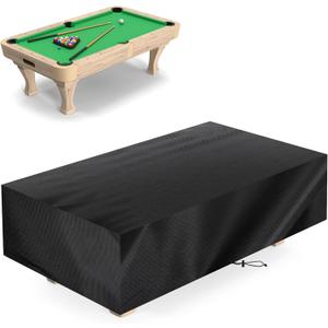 7 ft 90.6x57.9x28.0 Inches Universal Pool Table Cover Waterproof Windproof 420D Outdoor Furniture Covers Table Protector for Snooker, Patio Furniture, and Chairs