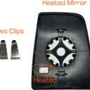 Aligoparts For Ford Transit 2014-2025 T150 T250 T350 MK8 Driver Left Side Upper Mirror Glass Heated with Backing Plate & 2 Metal Clips - Replacement for CK4Z17K707B