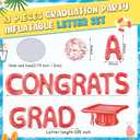 Sumind 15 Pcs Congrats Grad 2026 Graduation Pool Floats 20" Inflatable Letter Pool Float Glitter Prom Party Decor with Grad Cap & Ball for Graduation Party, Photo Props, Beach Games(Red)