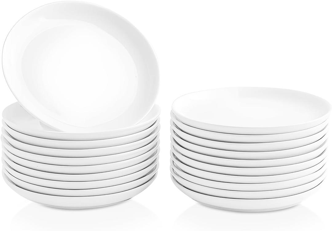 20 Piece Ceramic Appetizer Plates, 5.6 Inch Small Dessert Plates Set, White Round Plates for Bread, Butter, Snack, Lightweight Dinnerware Saucer Sets - Ivory, Oven, Microwave & Dishwasher Safe 20 Piece Ceramic Appetizer Plates, 5.6 Inch Small Dessert Plates Set, White Round Plates for Bread, Butter, Snack, Lightweight Dinnerware Saucer Sets - Ivory, Oven, Microwave & Dishwasher Safe