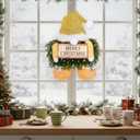 Knitgrip Christmas Lighted Wreath Gnome Xmas Gnome Door Wreath Artificial Santa Xmas Hanging Sign for Door Window Wall Decorations Farmhouse Christmas Home Decor(Gold)