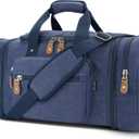 Gonex Canvas Duffle Bag for Travel 60L Expandable Duffel Weekend Overnight Bag men (Blue)