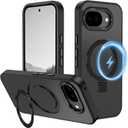 for Google Pixel 10A Case | Magnetic Kickstand Ring | Fit for MagSafe | Military-Grade Shockproof Protection | Slim Translucent Matte Cover, Black