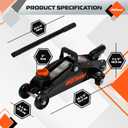 AV Steel Floor Jack 1.5 Ton (3300 lbs), Hydraulic Trolley Jack with Solid Storage Case, Hydraulic Jack for Car with Single Piston Pump, Portable Car Floor Jack with Lifting Range 5-1/8'' to 12''