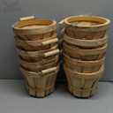 Marsui 10 Pcs Round Wooden Berry Baskets Small Bushel with Handles for Gifts Empty Basket Fruit Buckets for Picking Strawberry Fruits Flowers Crafts Home Wedding (Natural Wood)