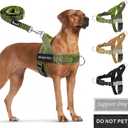SlowTon No Pull Dog Harness - Heavy Duty Dog Harness and Leash Set for Medium Large Dogs, Reflective Tactical Harness with Soft Padded and Front Clip for Easy Walk and Training (Green L) (Large (Chest 27.1-31.1"))