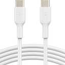 Belkin USB-C to USB-C Fast Charging Cable (1M/3.3ft) for iPhone 16, iPhone 16 Pro, iPhone 16 Pro Max, iPhone 16 Plus, Galaxy S25, S24, Note, Pixel, iPad Pro, Nintendo Switch 2, Carplay & More - White 2 Pask