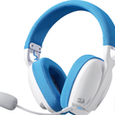 Redragon H878 3-Mode Wireless Blue Lighting Gaming Headset - Lightweight - 7.1 Surround Sound - 40MM Drivers - Detachable Microphone - Multi Platforms for PC, PS5/4/3, Switch, Mobile, White & Blue