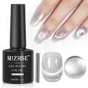 MIZHSE Universal Silver Cat Eye Gel Nail Polish, Magnetic Gel Polish with Magnet Stick, 10 ml Velvet Gray Glitter Galaxy Cateye Nail Polish Soak Off Nail Art Salon Manicure DIY at Home