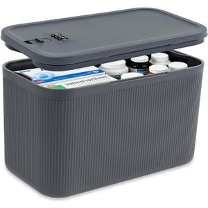Upgraded Taller Lock Box for Medication, Phone Jail & Snacks  Large Lockable Storage Box with 3-Digit Combination Lock, Food-Safe BPA-Free Plastic Medicine Lock Box for Home, Fridge, Travel (Gray Plus)