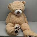 MorisMos Smiling Giant Teddy Bear, 39inch Large Stuffed Animal Bears with Big Footprints Plush, Kids Girlfriend Boyfriend Gift, Light Brown