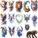 15 Sheets 3D Watercolor Flower Animal Temporary Sleeve Tattoos Adults, Waterproof Half Arm Floral Stickers Women Men, LongLasting Rose Eagle Butterfly Agle Parties Festivals Accessories