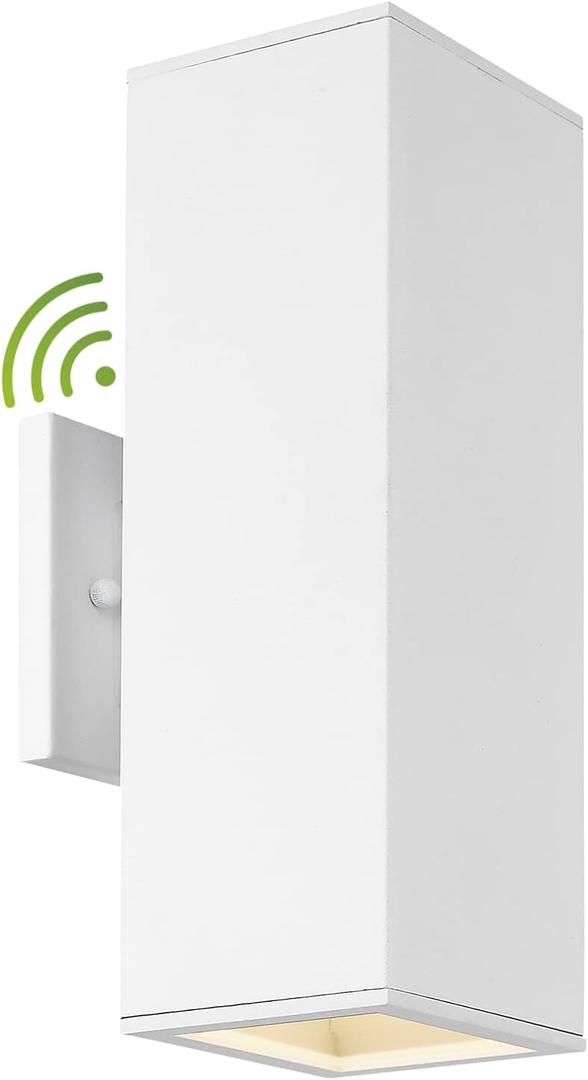 HUNEASON Outdoor Wall Lights, 1Pack Dusk to Dawn Outdoor Light Fixture, 13" Waterproof Modern Porch Light White, Large Up Down Exterior Lighting Fixture for Patio, Garage, Hallway, Doorway