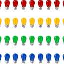 36 Pcs Christmas Colored LED String Light Bulbs Plastic Waterproof S14 Replacement Bulbs E26 Base 1 Watt LED Bulb for Indoor Outdoor String Lights Christmas Decoration(Multicolor)