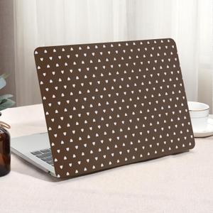 Seorsok Compatible with MacBook Pro 13 inch Case M2 2023,2022,2021-2016 A2338 M1 A2251 A2289 A2159 A1989 A1708 A1706,Cute Little Love Hearts Leather Plastic Hard Shell Case&Keyboard Cover,Dark Brown